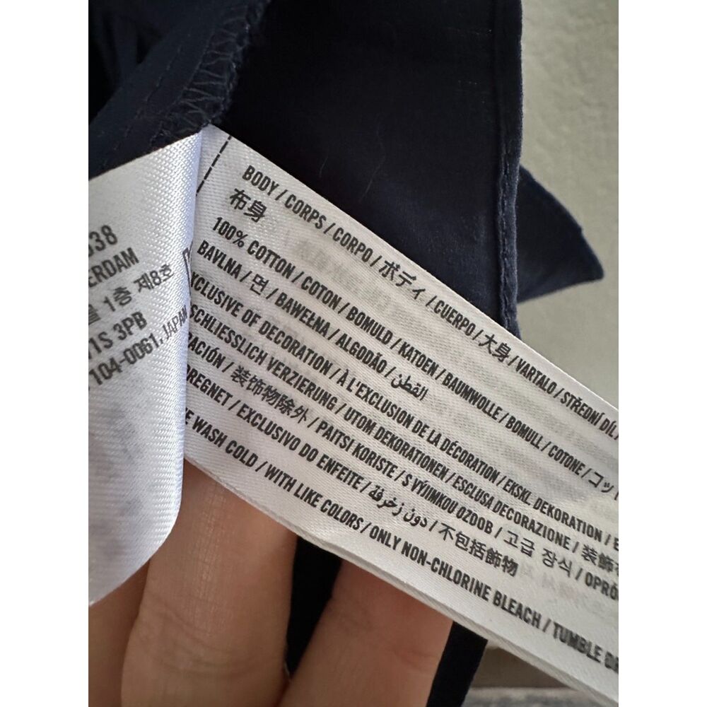 Abercrombie & Fitch Navy Poplin Twist Waist Midi Dress Size Large - Picture 10 of 11
